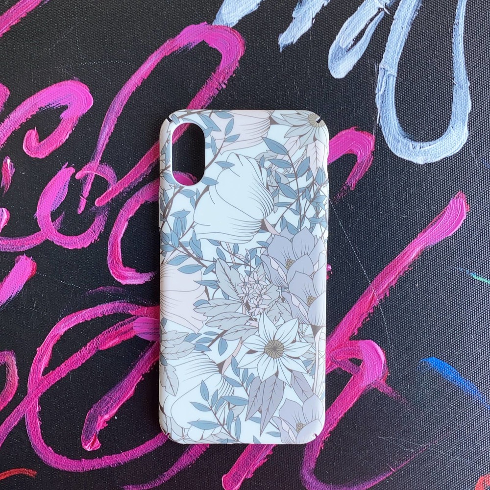 For Phone 7/8 Plus Case Gray White Floral Print Matte Finish Cover NEW